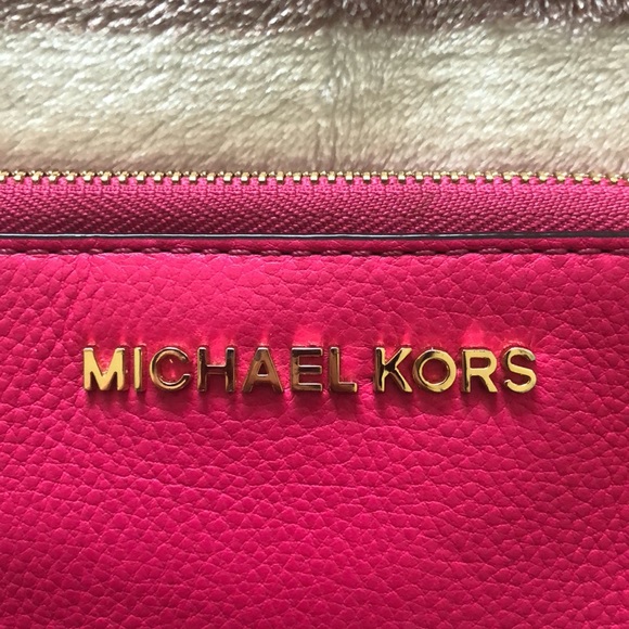 Michael Kors Hot Pink and Gold Wristlet - Picture 2 of 6